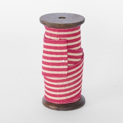 Carnivale Stripe Jute Ribbon Fuchsia 60mm x 5m