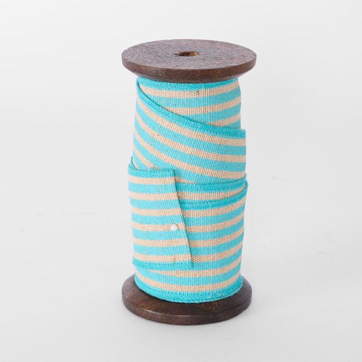 Carnivale Stripe Jute Ribbon Blue 60mm x 5m