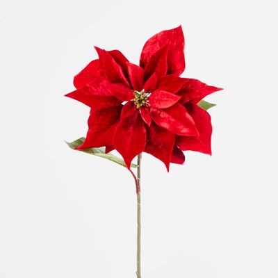 Luxe Velvet Poinsettia Stem Red