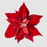 Luxe Velvet Poinsettia Clip on w. Light Up Stamen Red