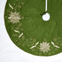 Silk Floral Meander Tree Skirt Green