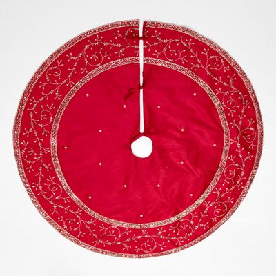 Silk Meander Tree Skirt Red