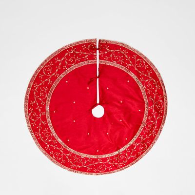 Silk Meander Tree Skirt Red