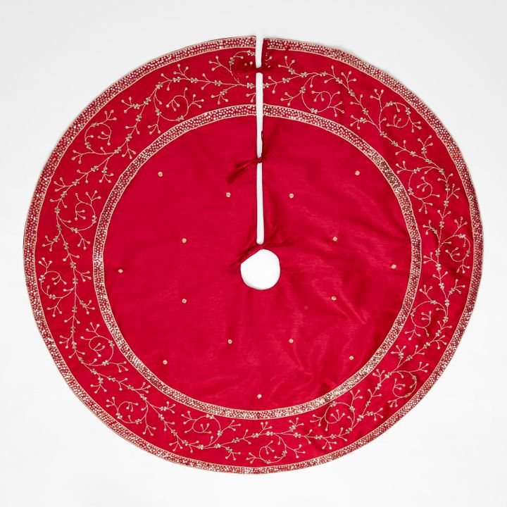 Silk Meander Tree Skirt Red