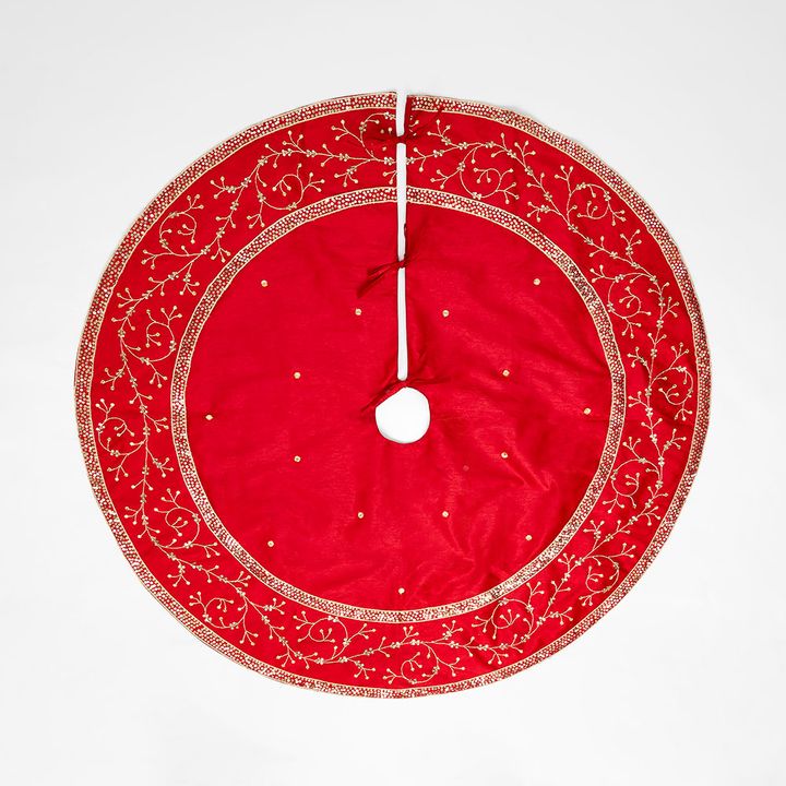 Silk Meander Tree Skirt Red