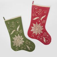 Silk Floral Meander Stocking Red