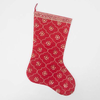 Silk Mosaic Stocking Red