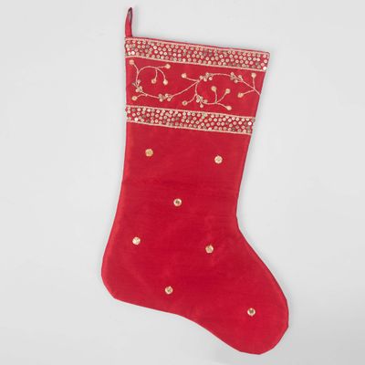 Silk Meander Stocking Red