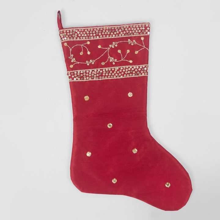 Silk Meander Stocking Red