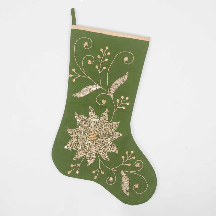 Silk Floral Meander Stocking Green