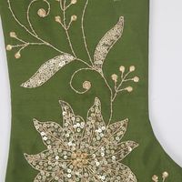 Silk Floral Meander Stocking Green