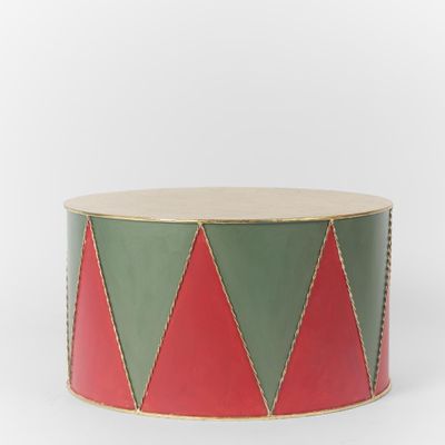 Antique Metal Drum Red & Green