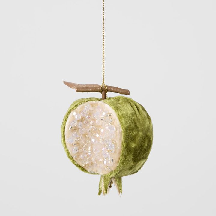 Luxe Beaded Pomegranate Tree Decoration Green