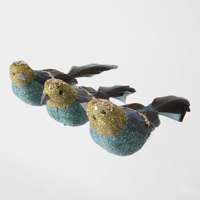 Amon Clip on Bird Set of 3 Blue