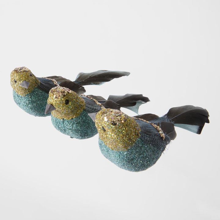 Amon Clip on Bird Set of 3 Blue