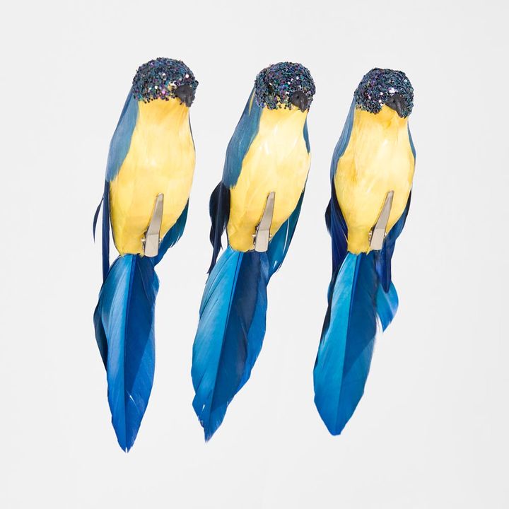 Flairine Clip on Bird Set of 3 Blue