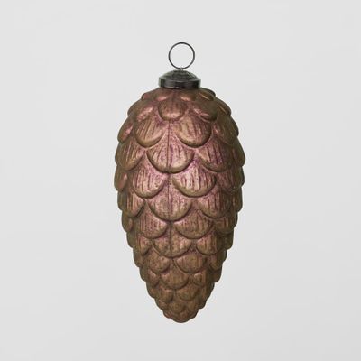 Antiqued Glass Pinecone Decoration Bronze Large