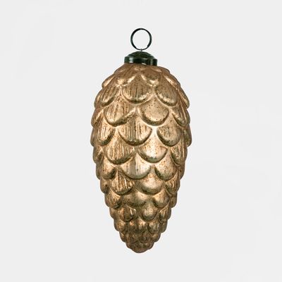 Antiqued Glass Pinecone Decoration Bronze Large