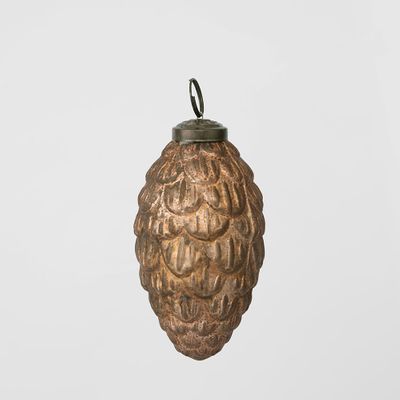 Antiqued Glass Pinecone Decoration Bronze Small