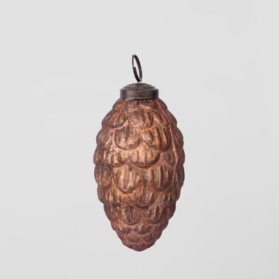 Antiqued Glass Pinecone Decoration Bronze Small