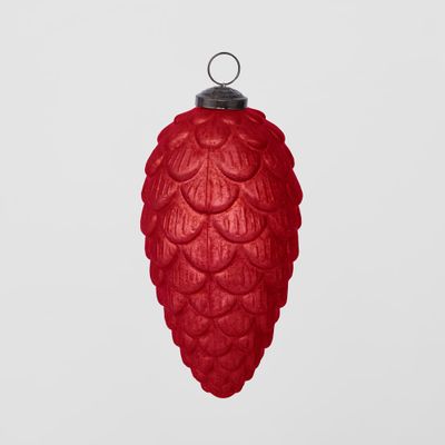 Antiqued Glass Pinecone Decoration Red Large