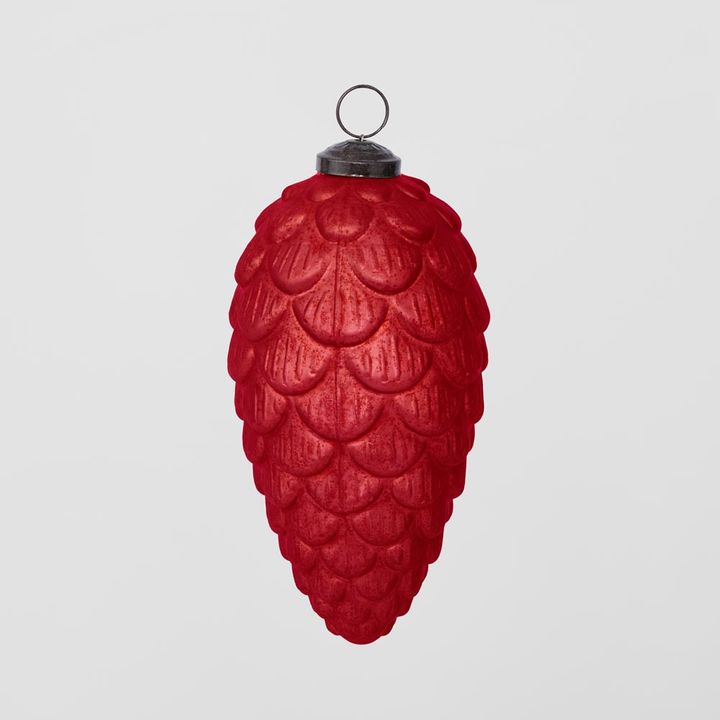 Antiqued Glass Pinecone Decoration Red Large