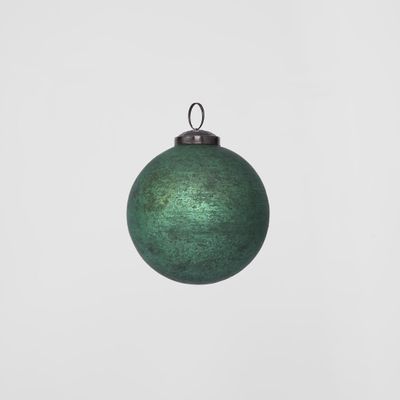 Antiqued Glass Bauble Green