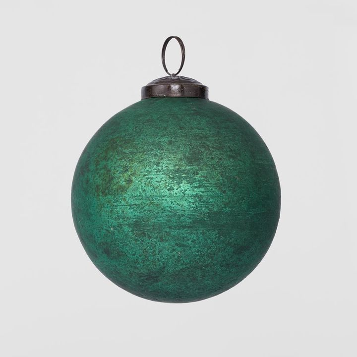 Antiqued Glass Bauble Green