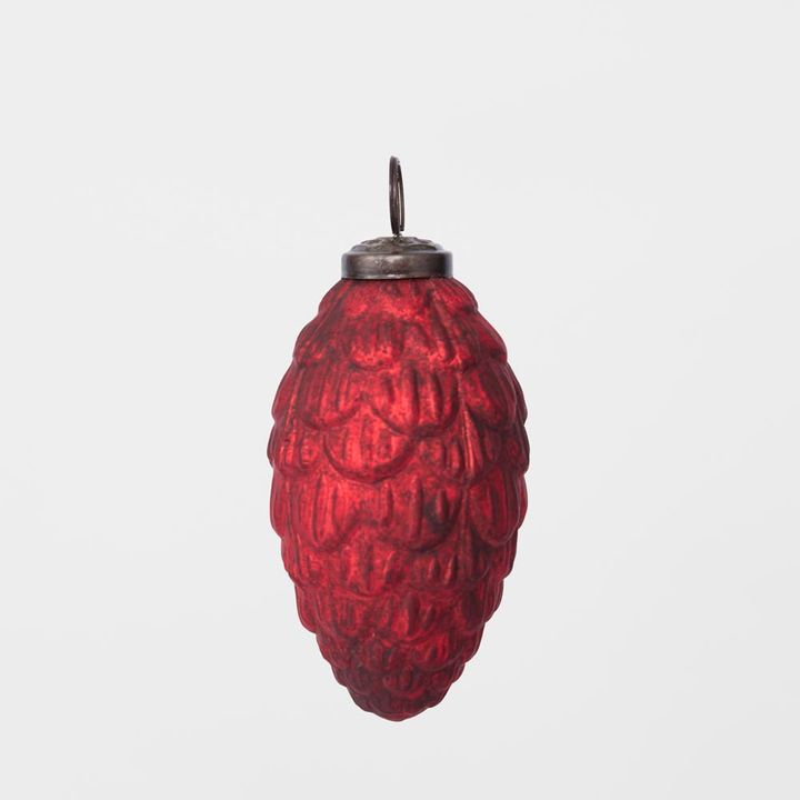 Antiqued Glass Pinecone Decoration Red Small