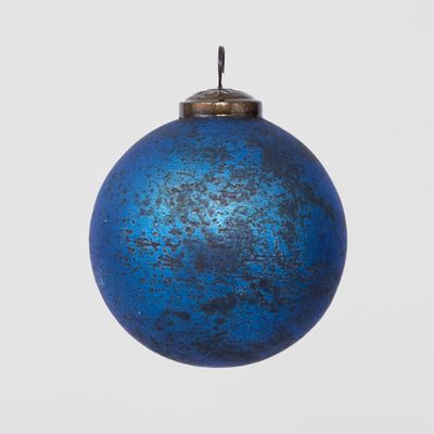 Antiqued Glass Bauble Blue