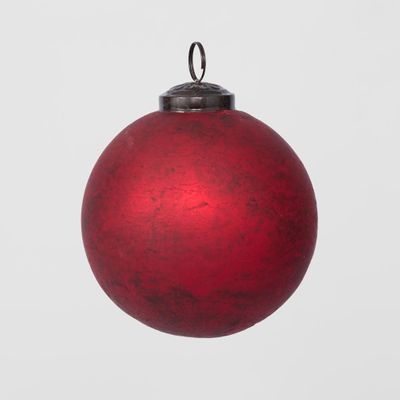 Antiqued Glass Bauble Red