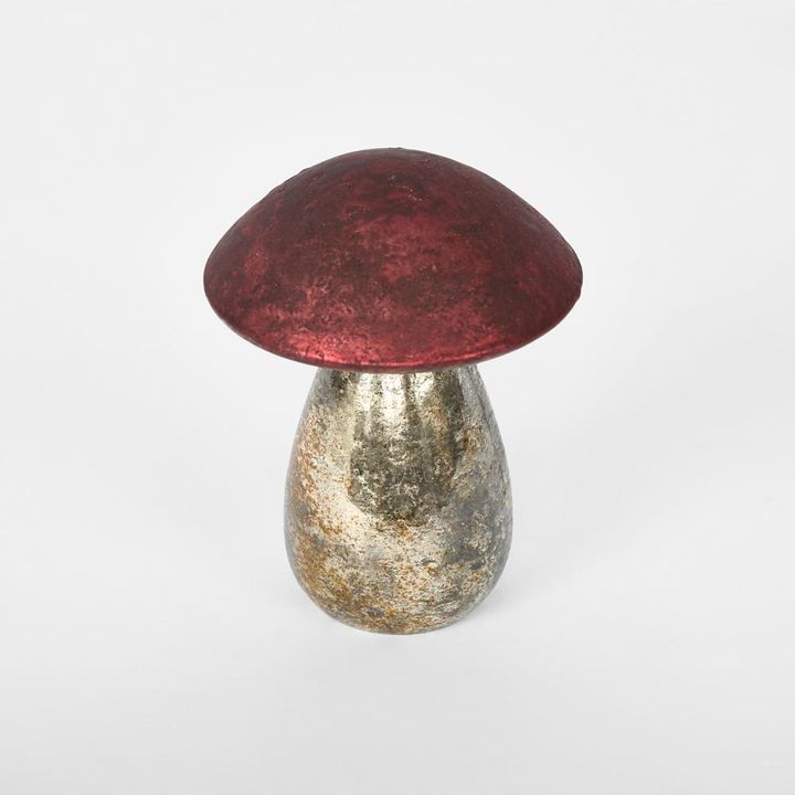 Antiqued Glass Mushroom Large