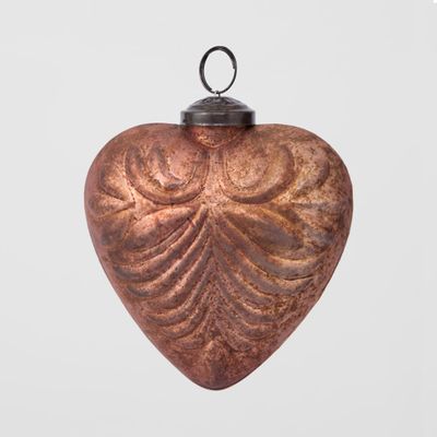 Pattern Heart Glass Decoration Bronze