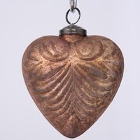 Pattern Heart Glass Decoration Bronze