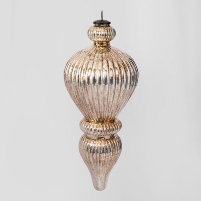 Antiqued Glass Hanging Finial Gold X Large