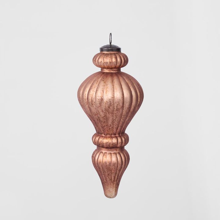 Antiqued Glass Hanging Finial Bronze Small