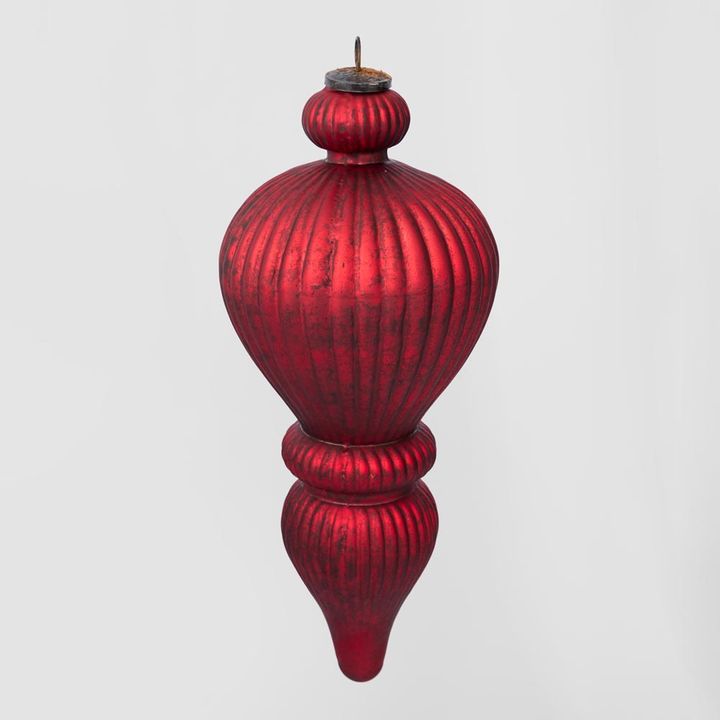 Antiqued Glass Hanging Finial Red X Large