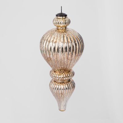 Antiqued Glass Hanging Finial Gold Large