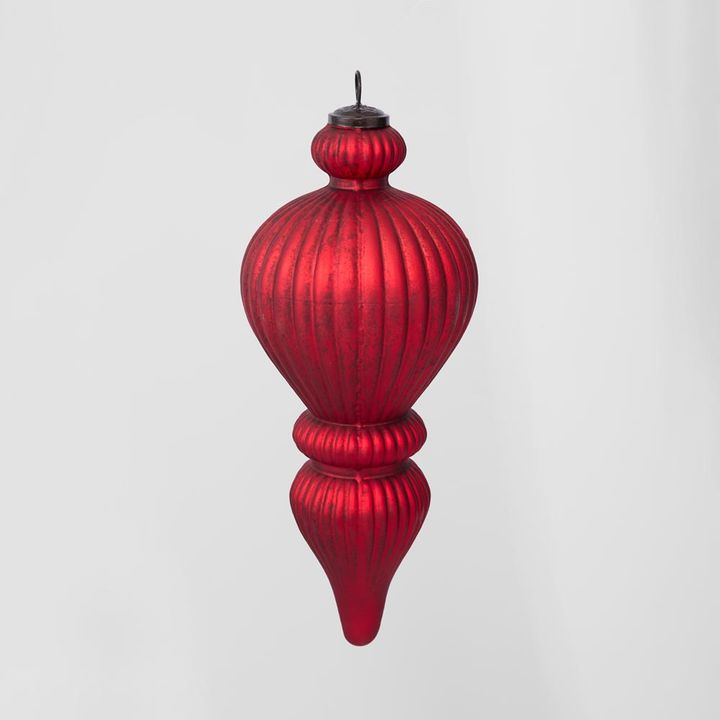 Antiqued Glass Hanging Finial Red Large