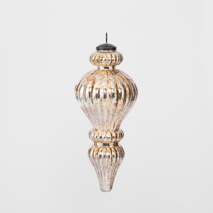 Antiqued Glass Hanging Finial Gold Small