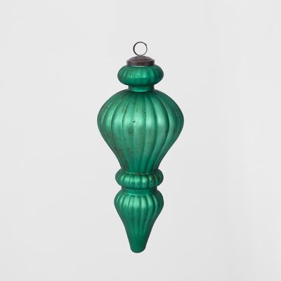 Antiqued Glass Hanging Finial Emerald Small