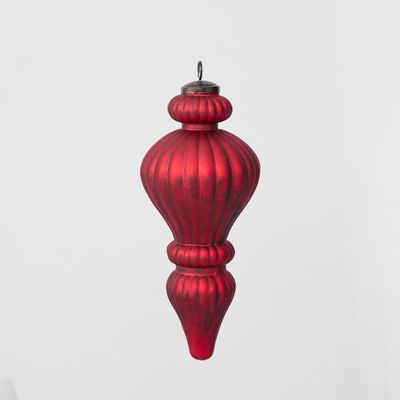 Antiqued Glass Hanging Finial Red Small