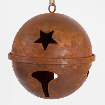 Rusty Round Star Bell Large