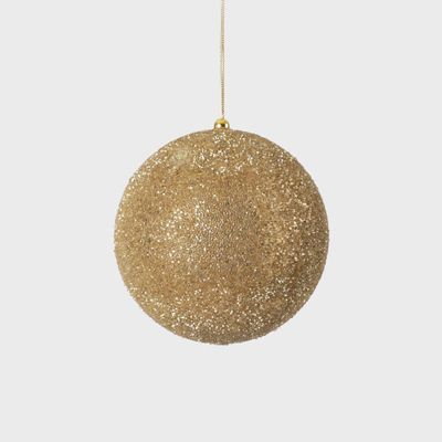 Shimmer Glass Beaded Bauble Small Gold