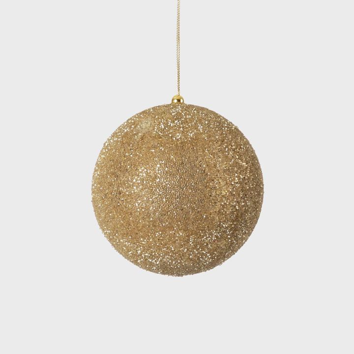 Shimmer Glass Beaded Bauble Small Gold