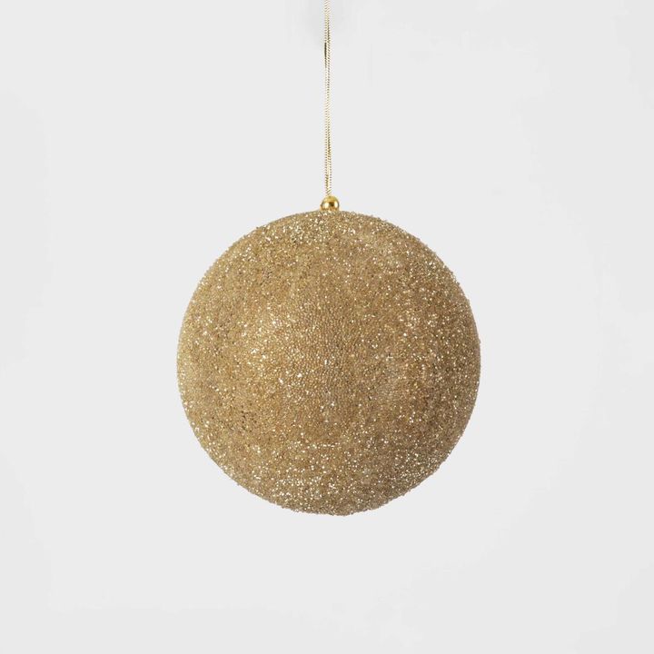 Shimmer Glass Beaded Bauble Large Gold