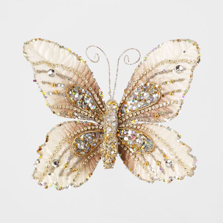 Velvet Crystal Clip on Butterfly