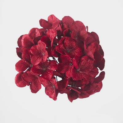 Opulence Velvet Hydrangea Flower Clip On Red