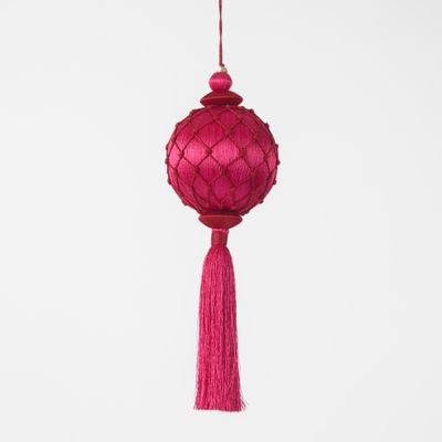 Silk Lattice Tassel Decoration Fuchsia & Red