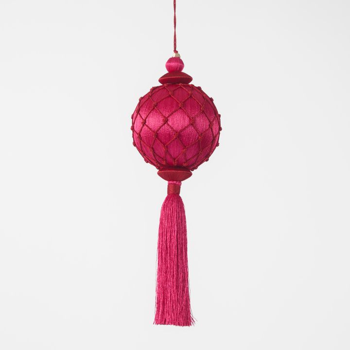 Silk Lattice Tassel Decoration Fuchsia & Red